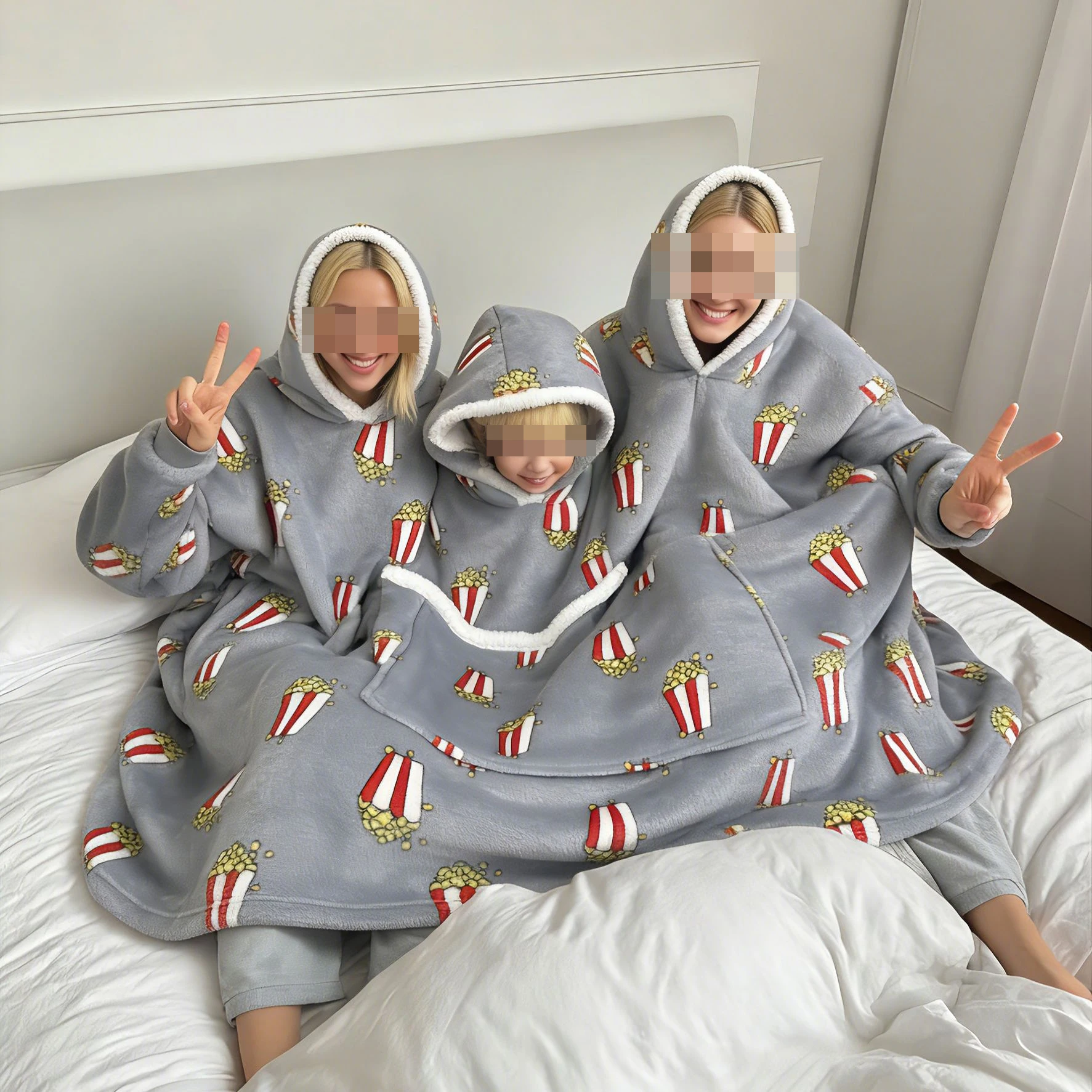 Double Popcorn Lazy Sleepwear Home Triple jumpsuit Portable Sofa Blanket Lazy Winter Hoodie Sweatshirt