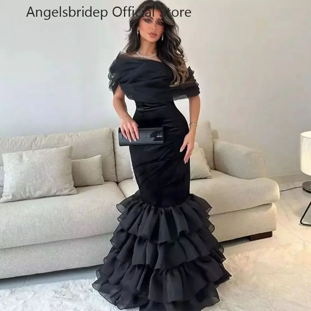 

Saudi Arabia Mermaid Prom Dresses Organza Skirt Tiered Evening Party Gowns Event Dresses Vestidos De Graduación