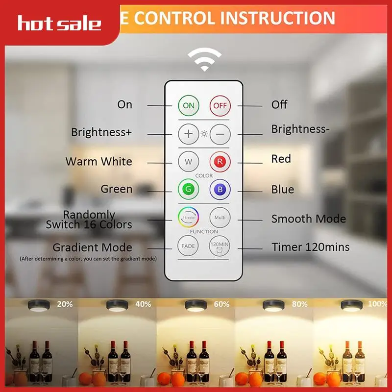 

BEAU-16 Colors RGB LED Puck Lights With Remote Under Cabinet Lights Wireless Battery Operated Puck Lights For Closet,Bedroom