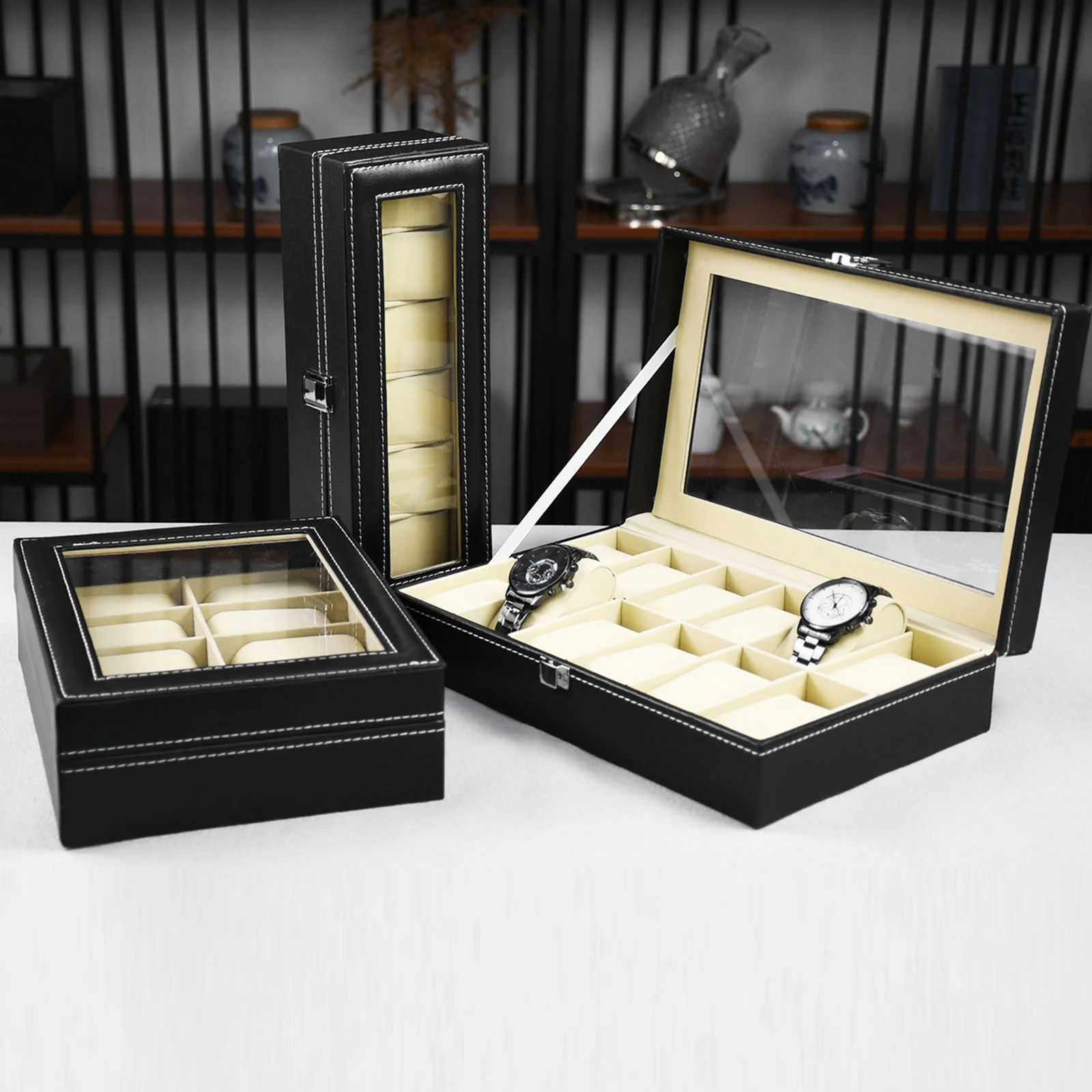 PU Leather Watch Holder Storage Case for Jewelry