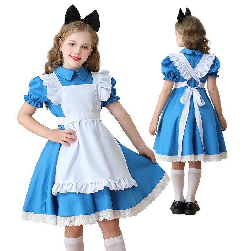 Pourim pays des merveilles Alice princesse Costume pionnier fille manoir femme de chambre Cosplay carnaval Halloween fête déguisement