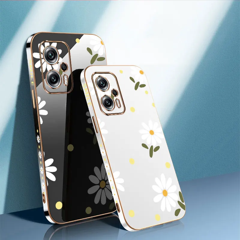 White Flower Luxury Plating Case For OPPO A16 A17 A38 A39 A58 A59 A78 A98 RENO 7 8 8T 10 11 PRO 5G Soft Cover