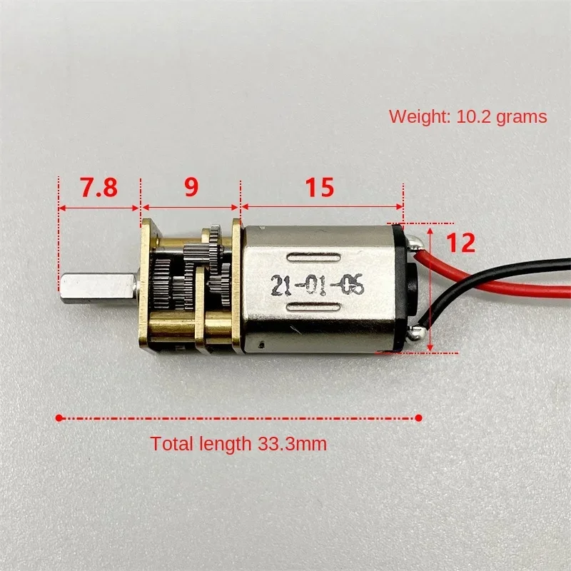 N20 Mini 7mm All Metal Gear Motor Micro Reduction Motor DC 3V 6V   36RPM   Low Speed D-Axis