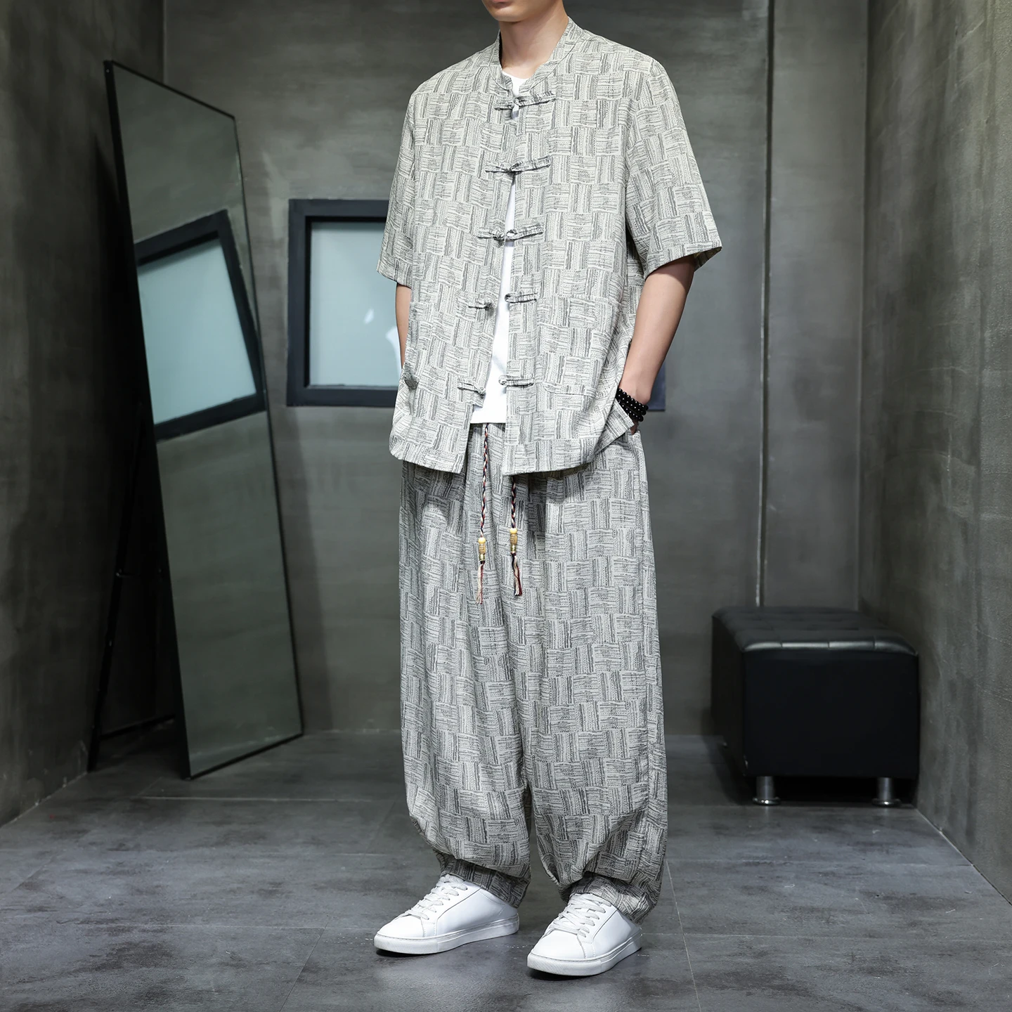 2026-chinese-style-men's-summer-tang-suit-set-short-sleeve-top-loose-pants-with-frog-buttons-kung-fu-tai-chi-outfit-set-male