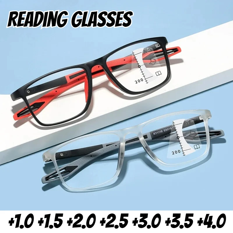 

Multifocal Progressive Reading Glasses Men's and Women's Large Frame Multifocal Glasses High Definition Anti-Blue Light Glasses