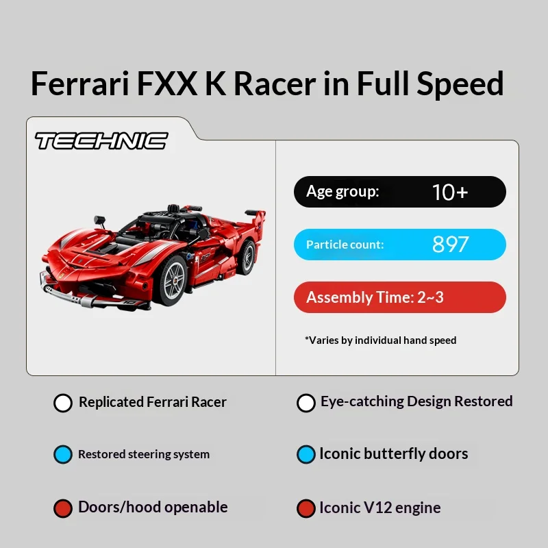 LEGO blocs de construction série mécanique 42212 Ferrari FXX K blocs de construction garçons et filles jouet de course cadeau