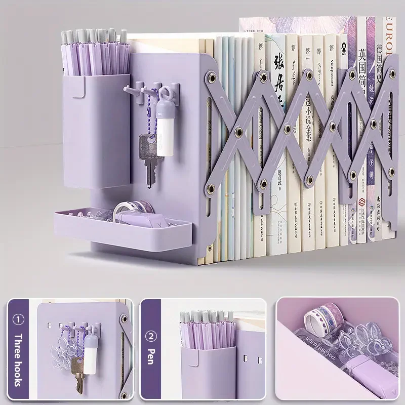 Scalable Folding Storage Desk Organizer Pen Holder Bookshelf Office Accessories Books School Supplies