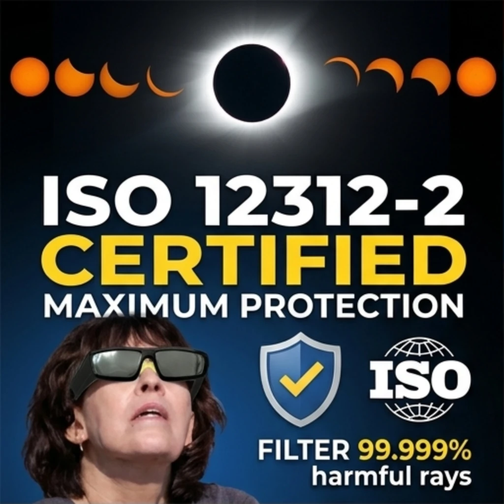 Lunettes d'observation d'éclipse solaire sûres, monture en plastique, protection professionnelle pour l'observation directe du soleil, lunettes pour éclipse totale