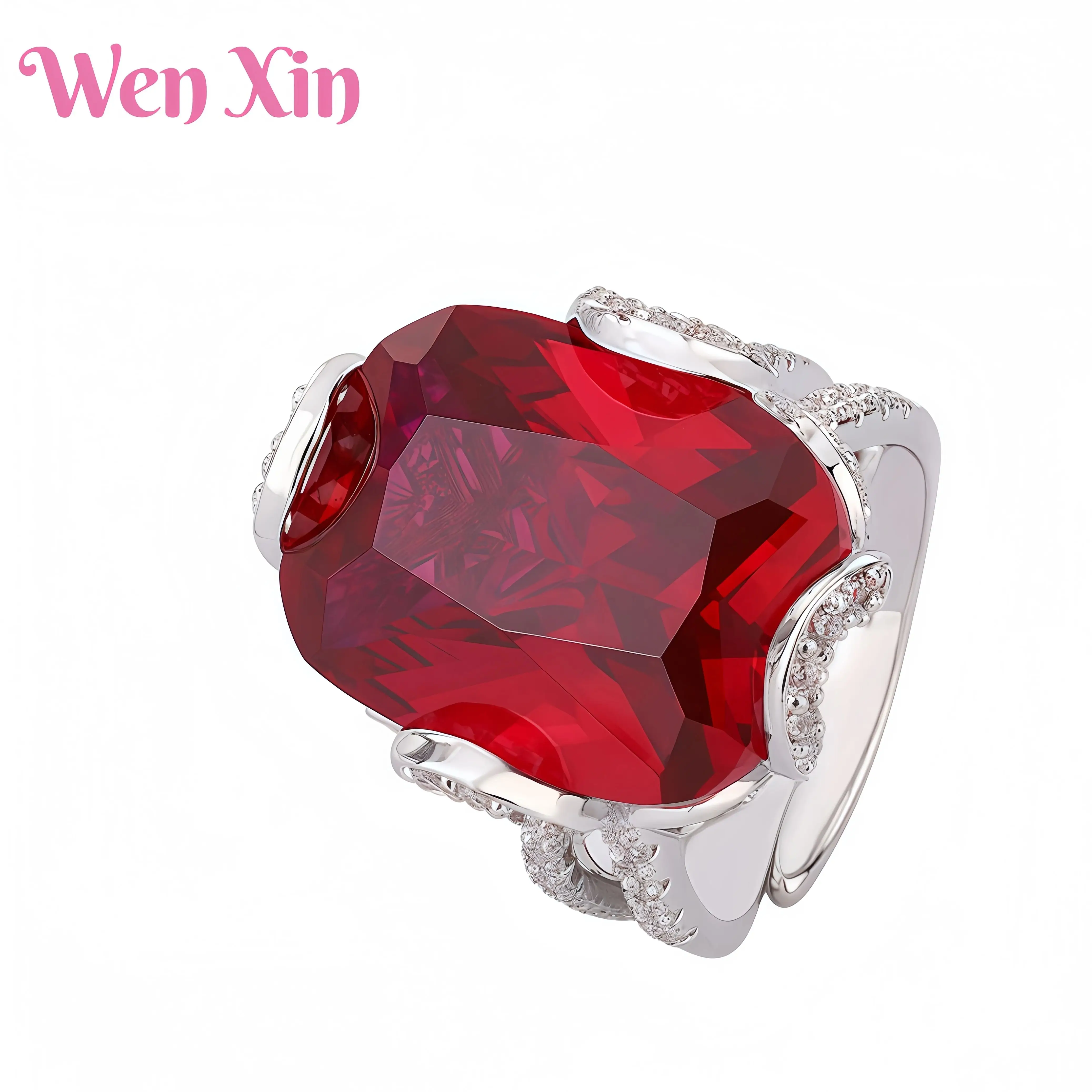 

WENXIN Brand MUSHAN MCT Top Grade Quality Jewelry Opening Ring Rectangle Women Grown Gemstones Ring Fashion Jewelry Accessories