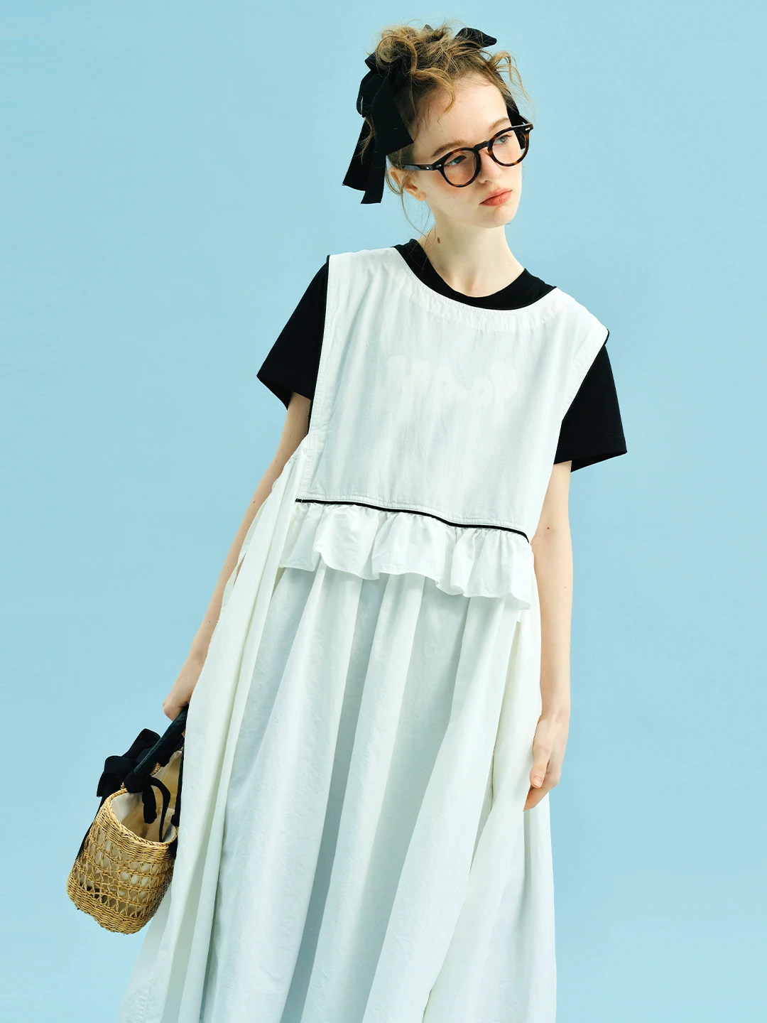 Tank top skirt imakokoni 2025 summer forest style artistic pure cotton washed dress loose round neck 255023