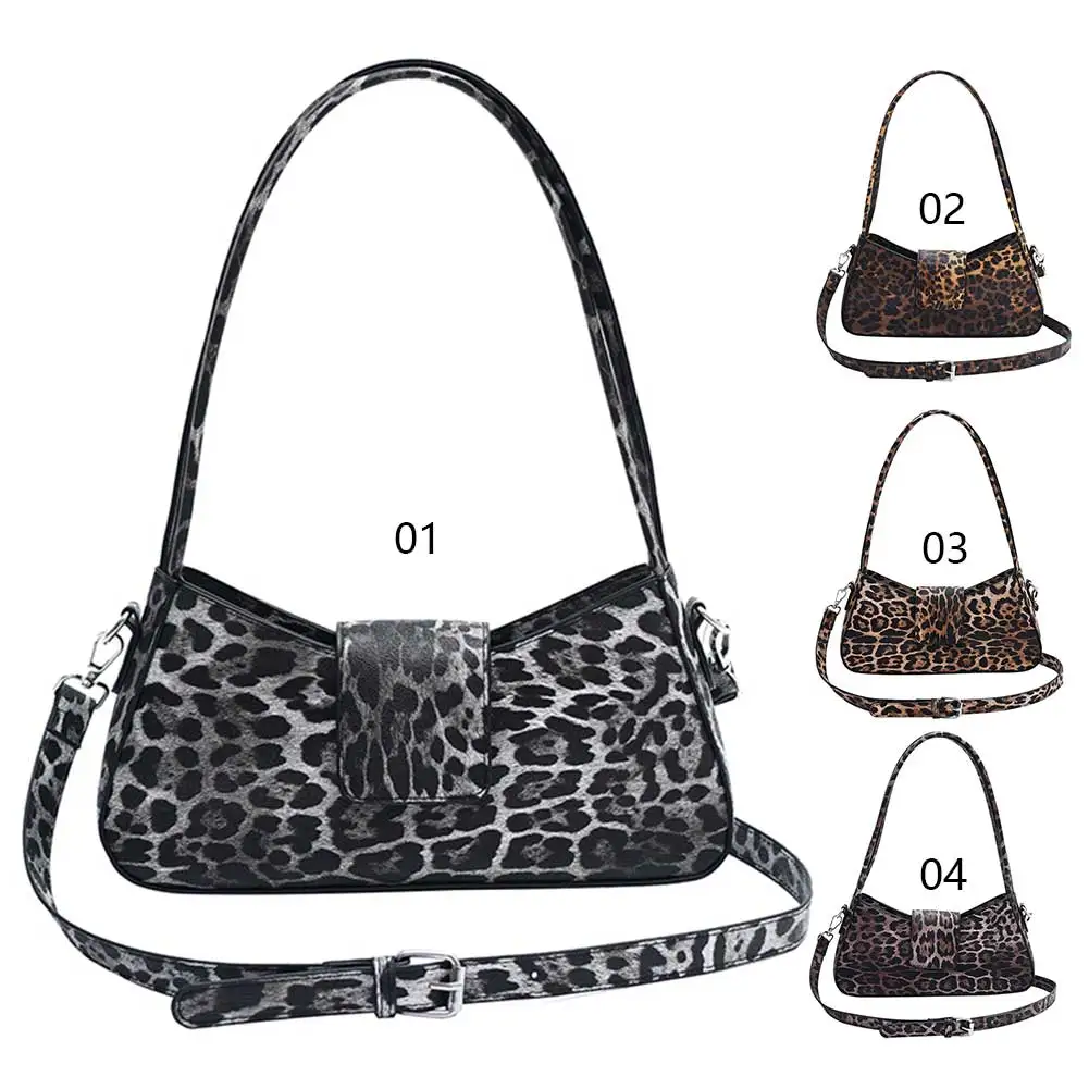 

Crossbody Bag for Women Leopard Print Underarm Bag PU Leather Removable Shoulder Strap Hobo Bag for Work Travel