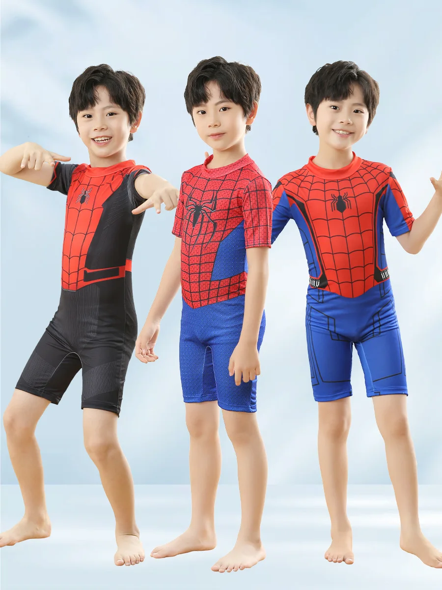 Summer Spiderman Swimwear Cartoon Print Kids Boys Swimwear Children\'s Swimsuit Surfing Suit Swimming Clothes For Boy Beachwea