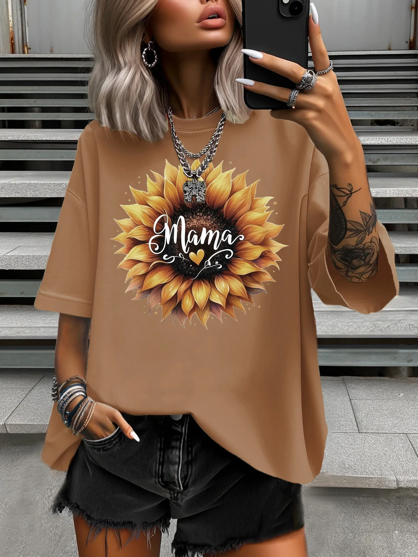 

Летняя женская футболка больших размеров, оригинальный дизайн, желтые топы с принтом в виде сердца любви, женские повседневные топы с круглым вырезом и короткими рукавами