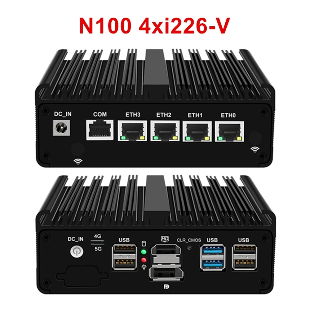 Imagem -03 - Lan 12a Geração Intel N100 Fanless Mini pc N6000 N5105 Roteador Macio Firewall Nvme Industrial Hdmi2.0 Pfsense Pve Esxi 4x 2.5g I226