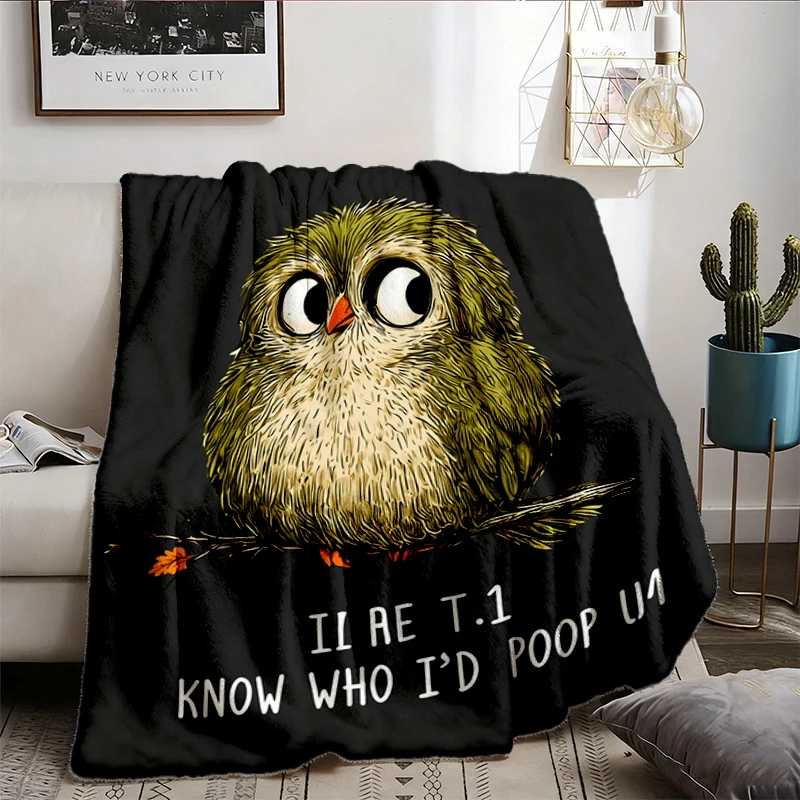 Sarcastic Bird Lover Flannel Blanket, Cheeky Poop Joke Throw, Funny Wildlife Gift for Adults
