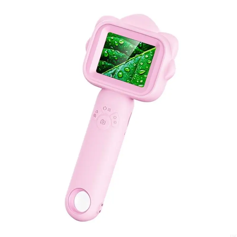 Handheld Glass with LED Lights Digital Microscope 500x Magnification 2.4in IPS Color Screen Pocket Microscope Y4QC