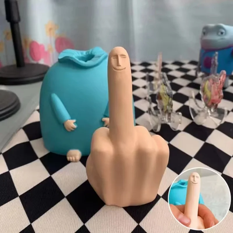 

Resin Middle Finger Gesture Statue Funny Ornament Novelty Table Decor Handicraft Christmas Gift for Office Desk Home Decoration