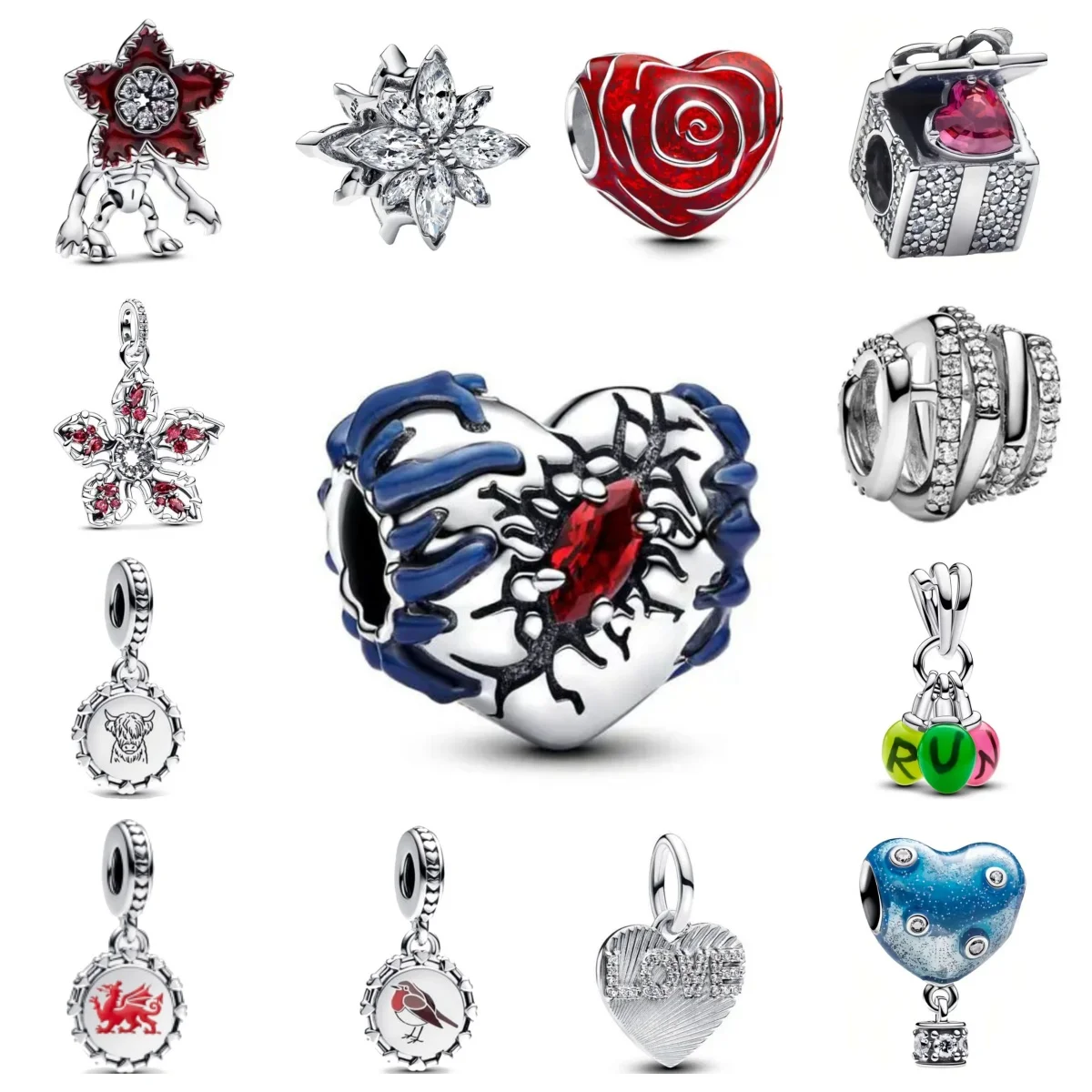 2025 925 Sterling Silver Valentine's Day Rose Hearts Charm Bead fit Original Bracelet For Women DIY Fashion Jewelry Making