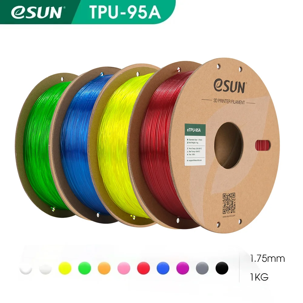 

eSUN Flexible TPU Filament 1.75mm,TPU 95A 3D Printer Filament 1KG 2.2 LBS Spool 3D Printing Material For 3D Printers TPU 95A