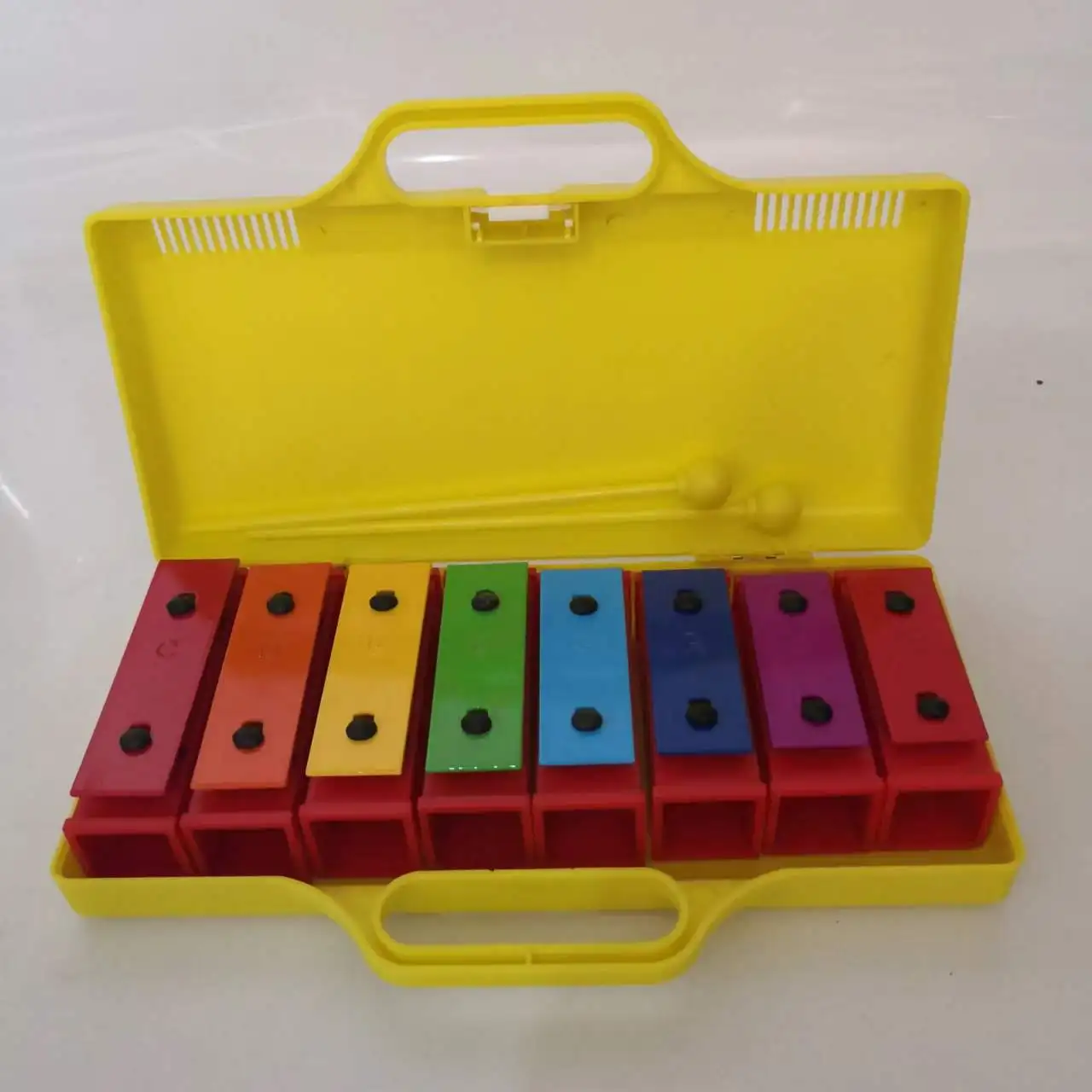 Orff Musical Instruments, Percussion Instruments, Octave Aluminum Plate Piano, Plastic Yellow Box Octave Piano