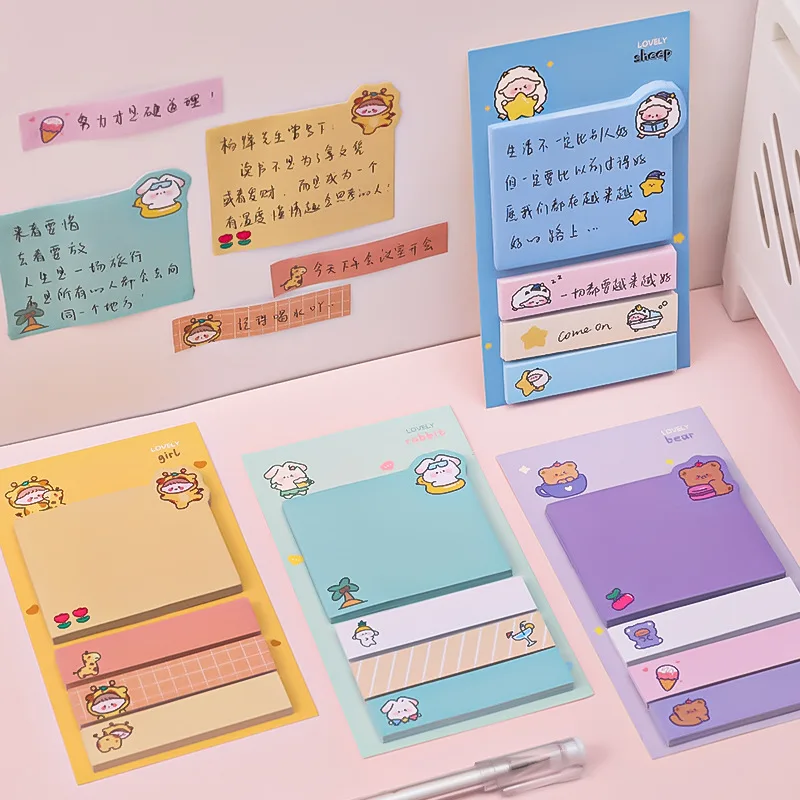 Kawaii Ins Girly Animals Index Memo Pad, N Times Sticky Notes, To Do List, License Sticker, Cute Staacquering