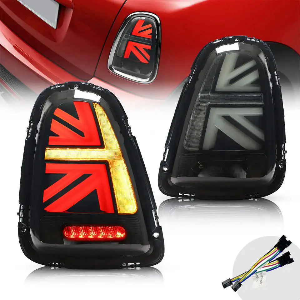 2PCS Full LED Tail Lights For BMW Mini Cooper R56 R57 R58 R59 LCI 2007‑2013 JCW Union Jack Style Brake Reverse Tun Signal Lamps