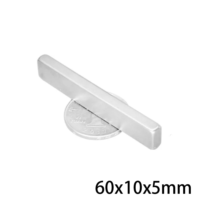 2~20PCS 60x10x5 Strong Sheet Rare Earth Magnet Length 60mm Block Rectangular Neodymium Magnets 60x10x5mm Strip Magnet 60*10*5