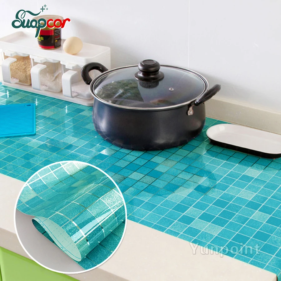 Oil-Proof Kitchen Stove Wallpaper High Temperature Waterproof Self-Adhesive Mosaic Wall Sticker Bathroom Tile Aluminum Foil Film