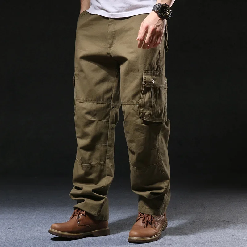 Spring summer Autumn Winter Men's Cargo Pants Four Seasons Wear Casual Loose Wide-leg Trousers Plus Fertilizer Size Fat Man