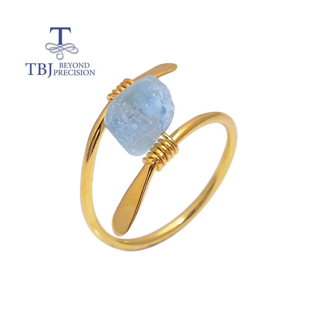 

Handmade Brazil aquamarine Rough Ring,925 sterling silver fine unique design jewelry for women nice gift