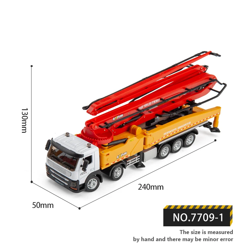 Huina 1709 1:50 Truck Model Toy Alloy Cars Trucks Movable Concrete Pump Truck Toy Simulation Engineering Construction Car Model