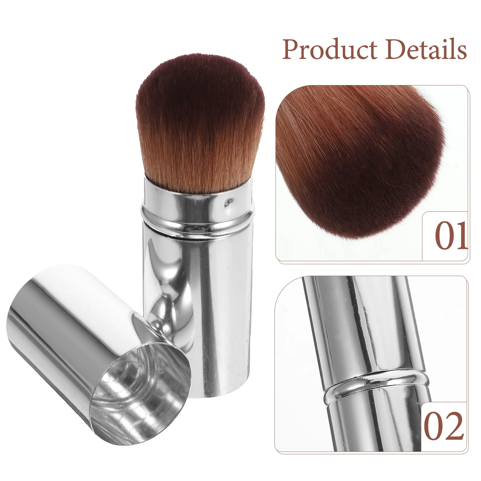 Retractable Blush Brush Foundation Mini Mascara Makeup Powder for Loose Applicator Dense