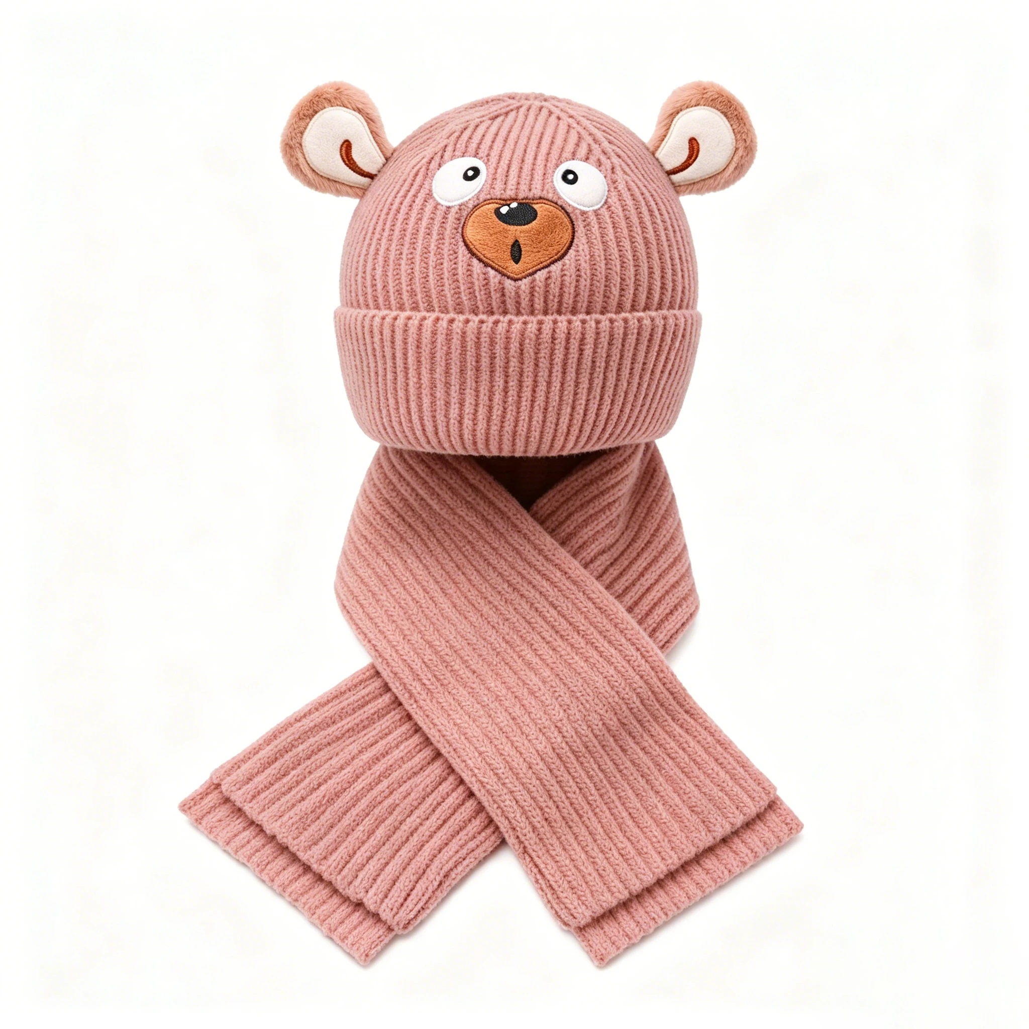 20263-10Y 2pcs New Kids Hat Autumn Winter Knit Hat and Scarf Set for Girls and Boys, Cute Knitwear view 5