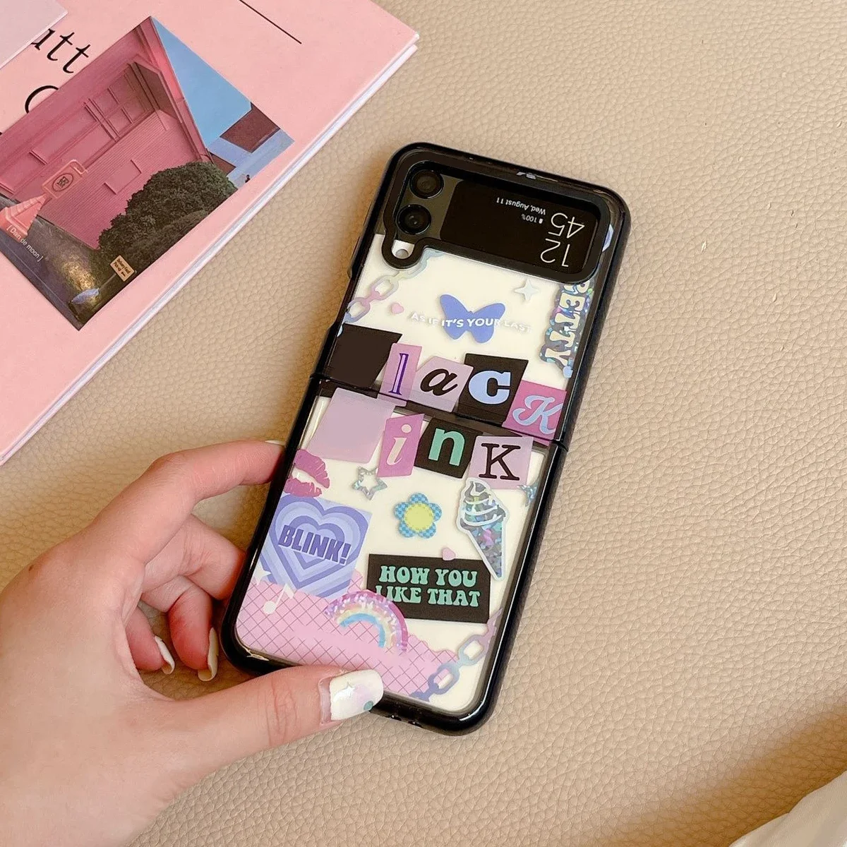 

Acrylic Hard Case Black Border KPOP Phone Case for Samsung Galaxy Z Flip 5 4 3 Back Cover for ZFlip3 ZFlip4 ZFlip5 Shell