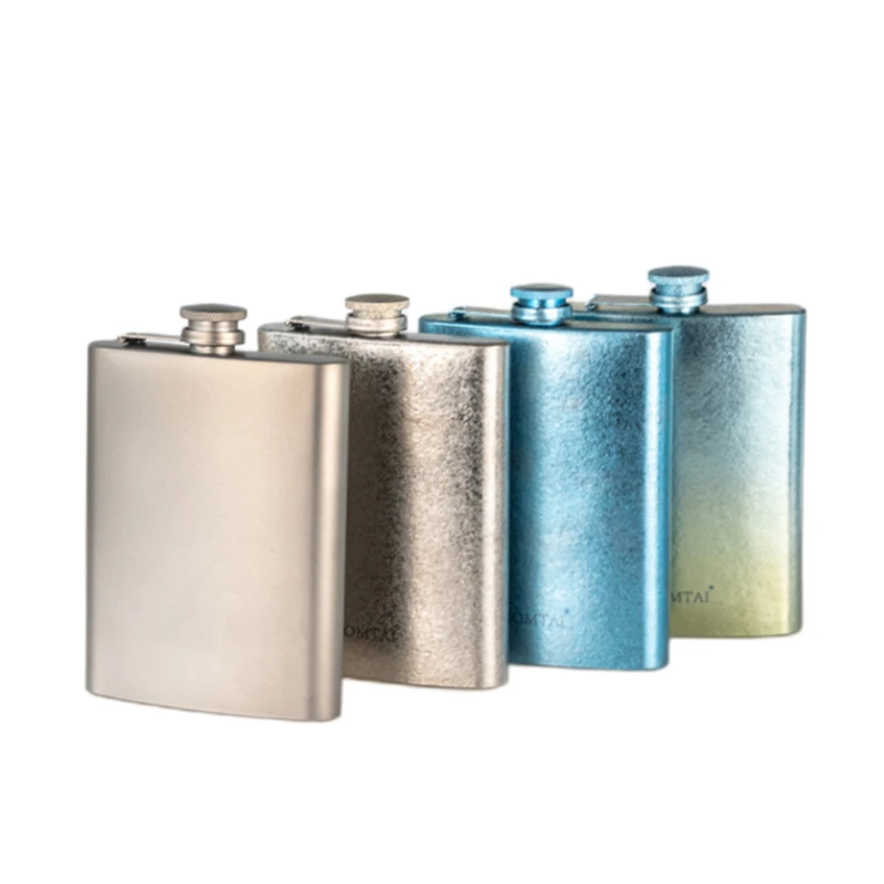 

215 ML and 160 ML 99.9% Commercially Pure Titanium Hip Flask with Anti-lost Cover Welcome Custom Own Text Logo