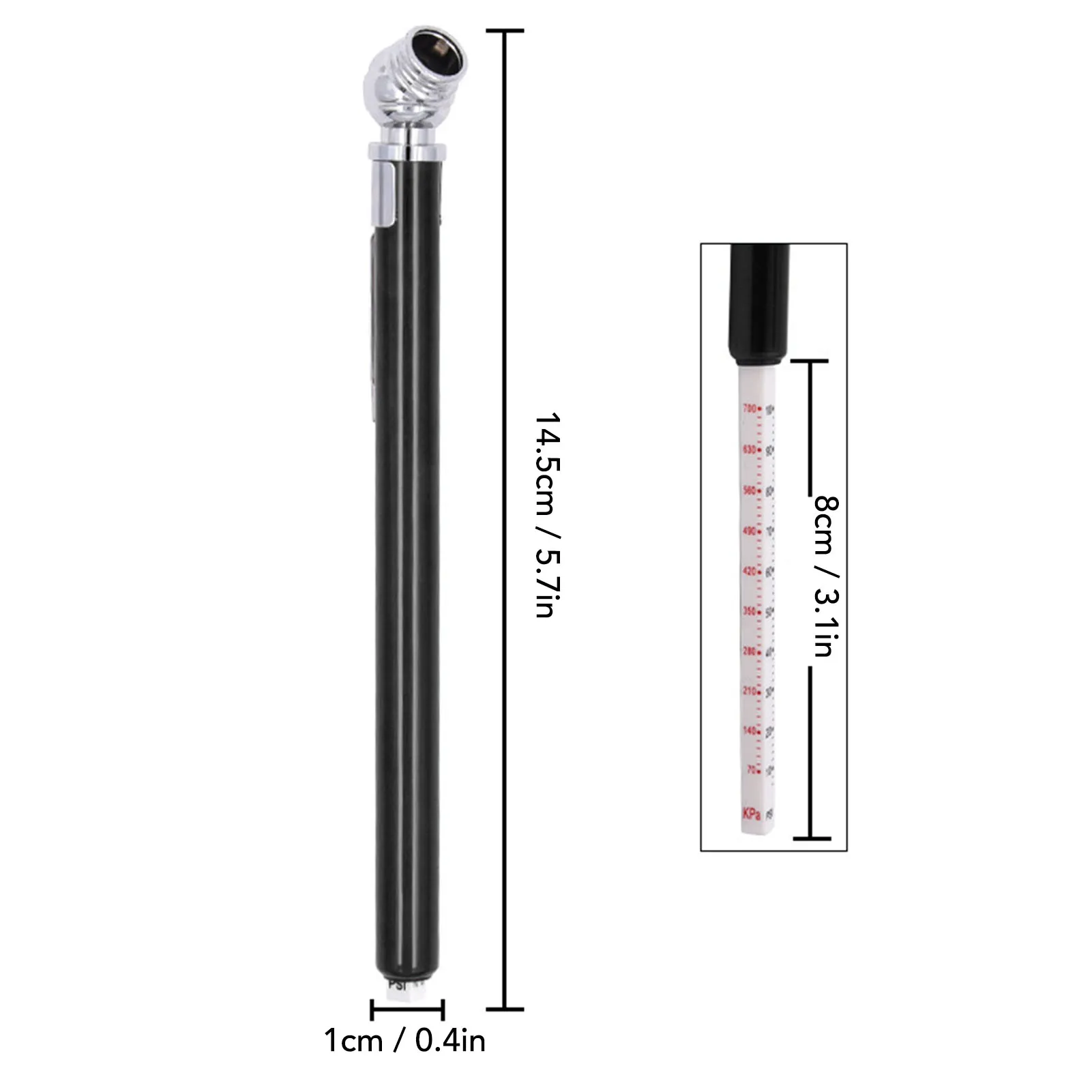 20 Stück 10-50 PSI Autoreifen-Manometer Edelstahl-Stift-Manometer Auslaufsicher Reduzieren Sie den Verschleiß Luftdruckmessgerät für die Reparatur