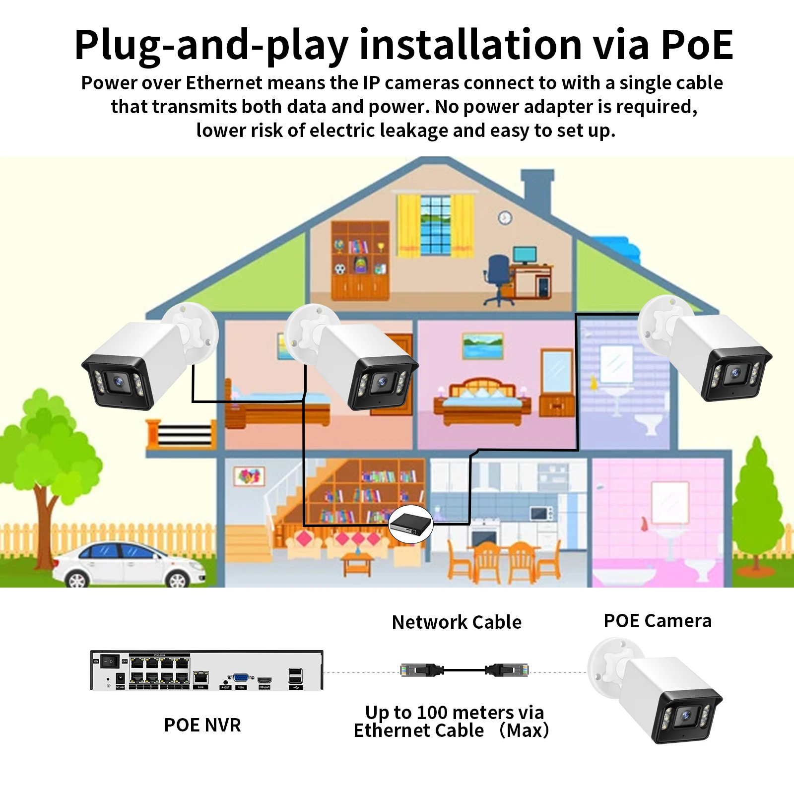 Imagem -05 - Azishn-kit de Monitoramento de Áudio e Vídeo ao ar Livre Visão Nocturna Colorida Infravermelho 4k 8mp Poe Nvr Vias