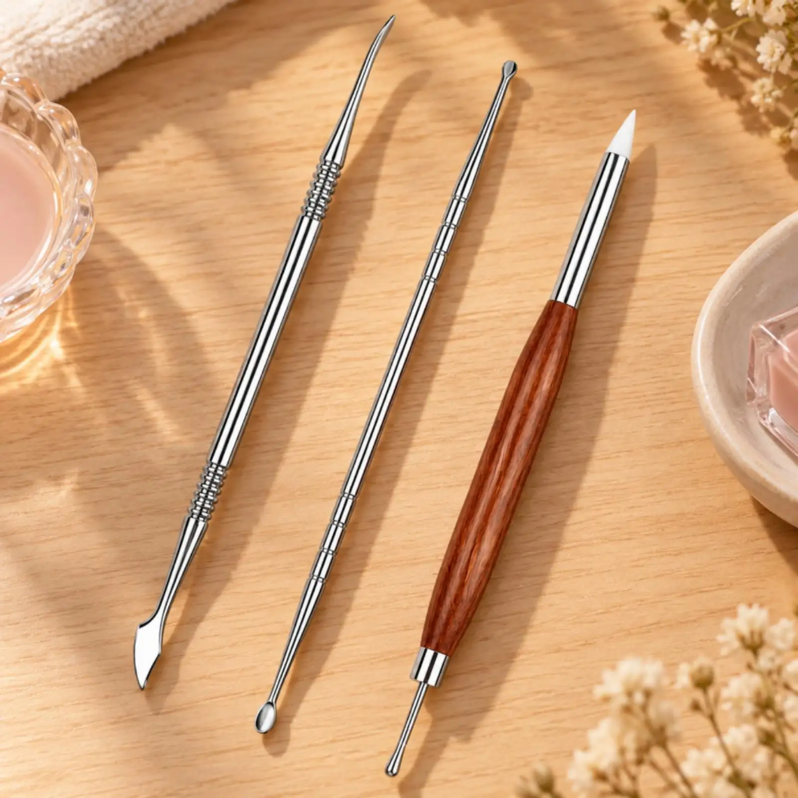 Precision Nail Shaping Gel Tool Double Sided Metal Sculptor for 3D Art Nail Design Kit