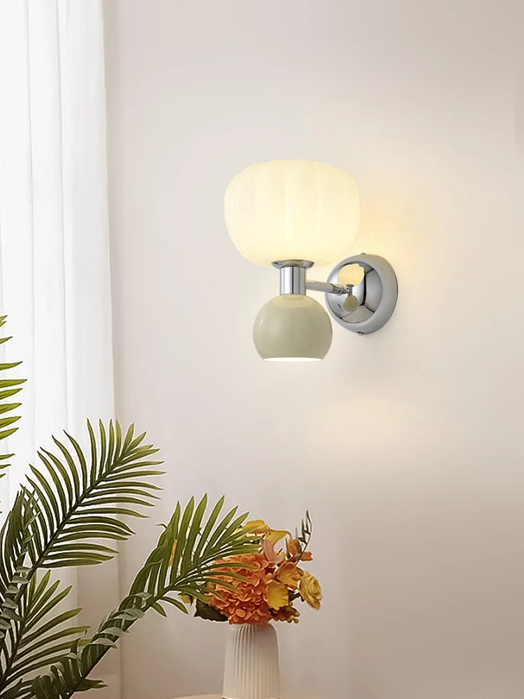 

Bedroom Bedside G9 Wall Lamp French Retro Creative Pumpkin Lamp Living Room Background Wall Balcony Corridor Lighting Fixtures