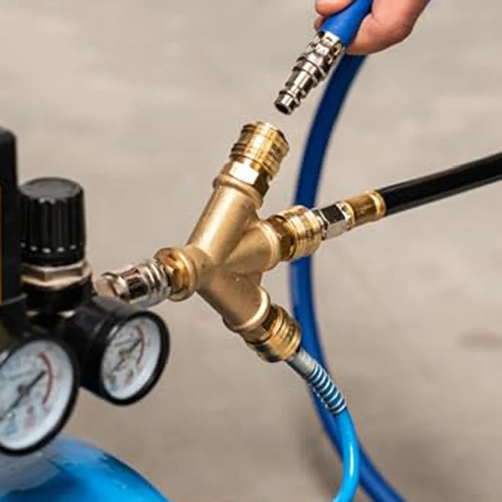 Pneumatic Splitter 3-way Air Manifold Brass Construction -20 To 250 C Temperature Up To 20 Bar Working Pressure