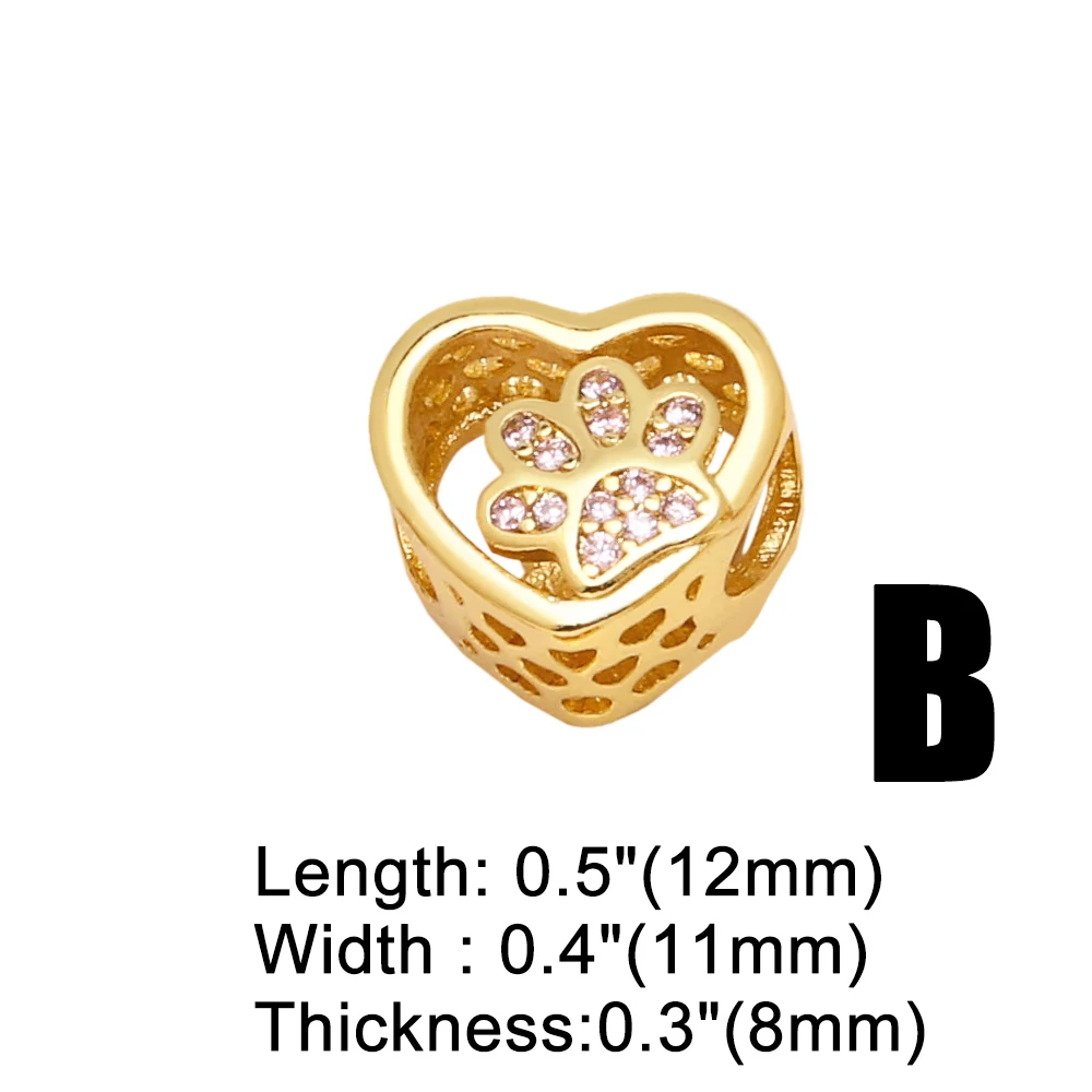 OCESRIO Trendy Cute Small Enamel Paw Heart Charms for Bracelet Copper Gold Plated CZ Round Heart Jewelry Making Supplies chma297