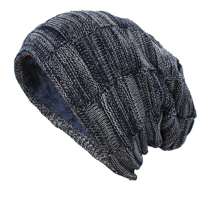 Fleece Lined Knitted Protective Hat Thickened Pullover Cap for Men and Women Autumn Winter Daily Wear