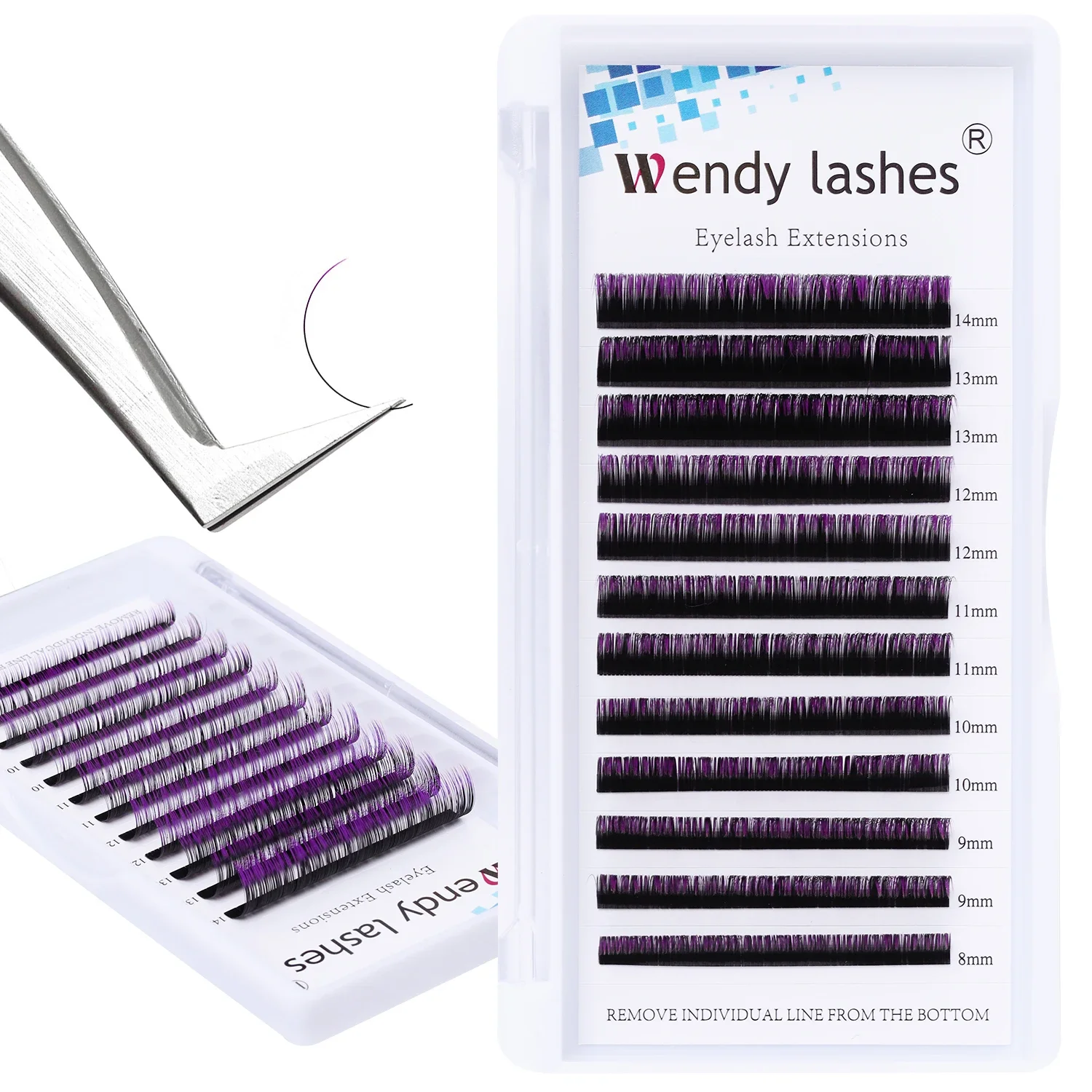 Wendy Colored Eyelash Extensions 12 Lines Individual Ombre Green Blue Brown Lash Faux Mink Eyelashes Professionals Make Up Tools