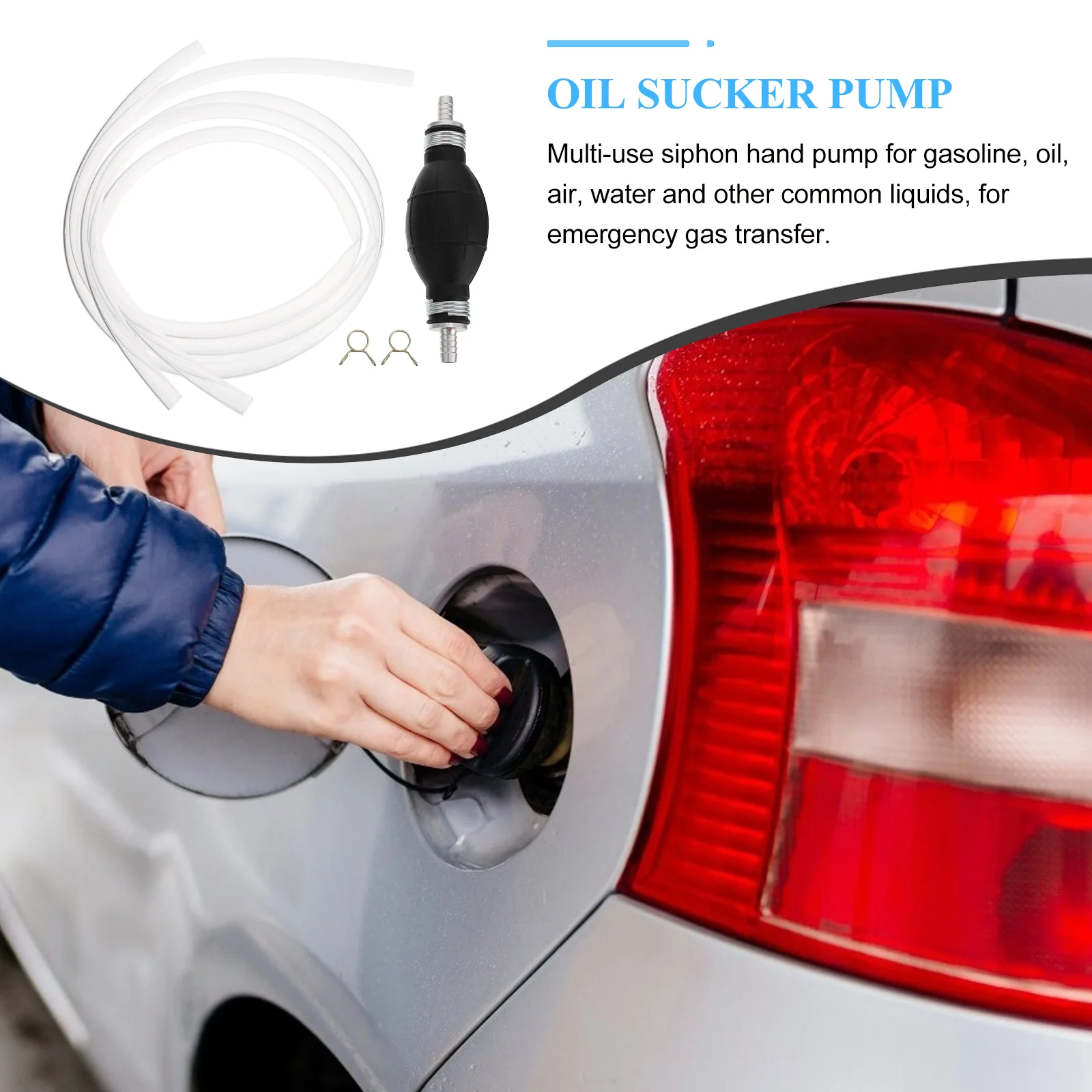 Oil Absorber Hand Pump Fish Tank Manual Fuel Transfer One-way Liquid Sucker Siphon Transparent Pvc Hose Rubber