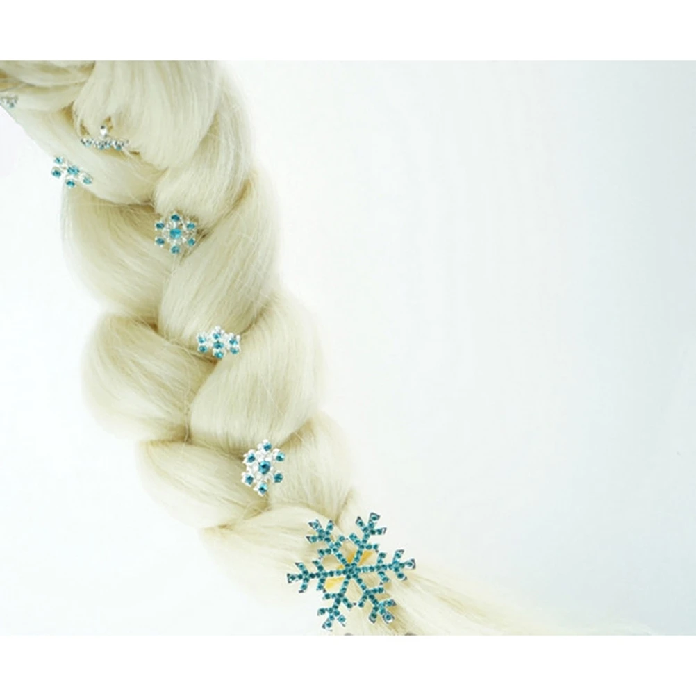 

6pcs Crystal Snowflake Hairpins Silver Alloy Rhinestone Elegant Bridal Brooch For Wedding Party Accessory Women Blue