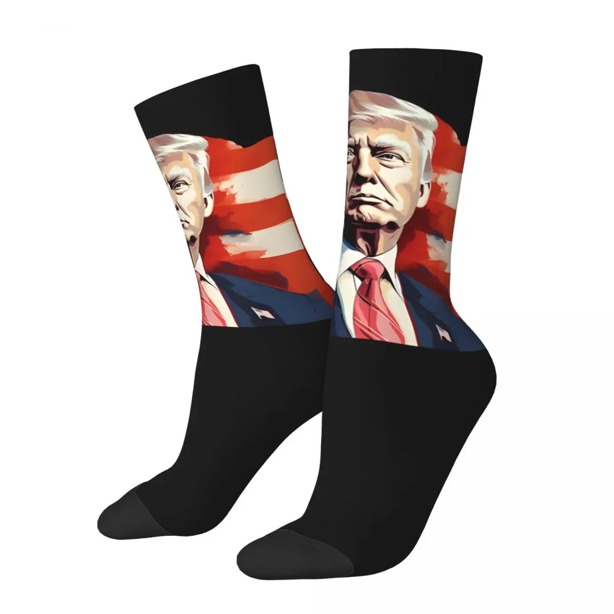 Funny Crazy compression I Will Return Sock for Men Hip Hop Vintage I support trump Happy Seamless Pattern Printed Boys Crew Sock