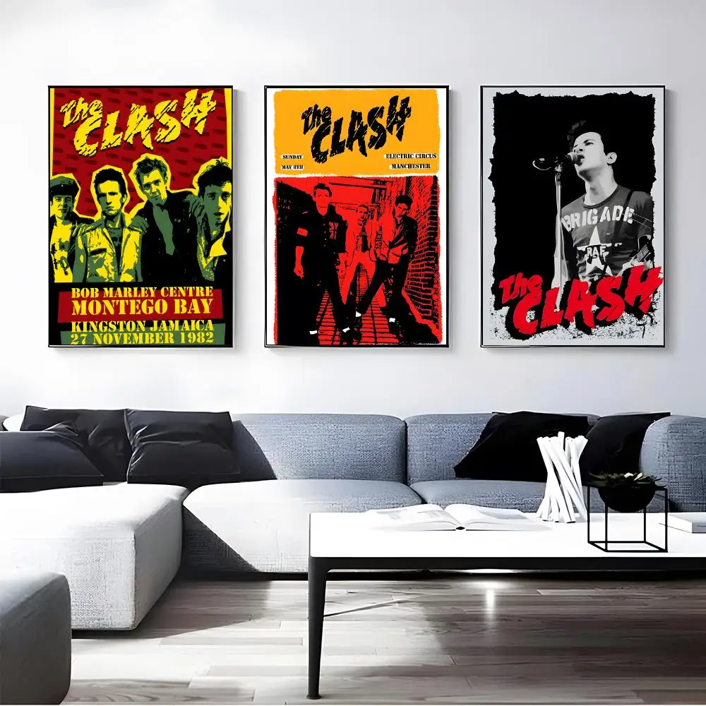 Band The Clash Poster Self-adhesive Art Waterproof Paper Sticker Coffee House Bar Room Wall Decor