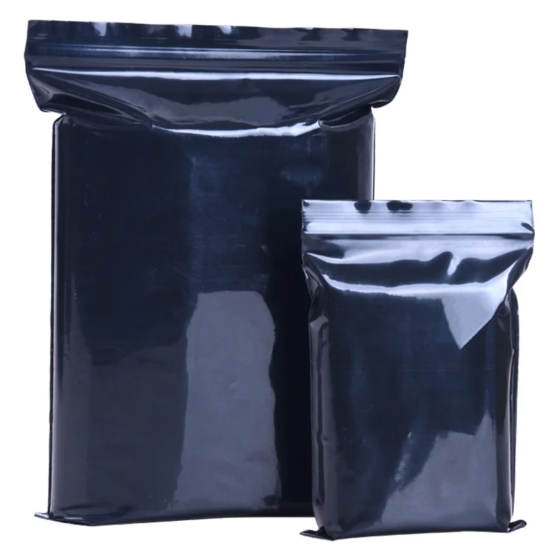 100pcs PE Black Zip Lock Bags Food Medical Drug Packaging Bag Thickening Dense Bag Opaque Pull Bone Plastic Packaging Bag