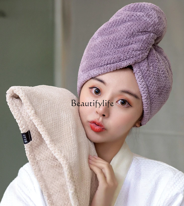 

Double Layer Thickened Hair Drying Cap Women's Strong Water-Absorbing Quick-Drying Wrap Hair Towel