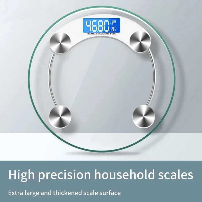 Round Transparent Digital Scale Body Weight Scale Floor Electronic Scales  LCD Scales Body Weighing Scale For Bathroom